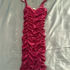 Elegant Ruched Pink Slip Dress